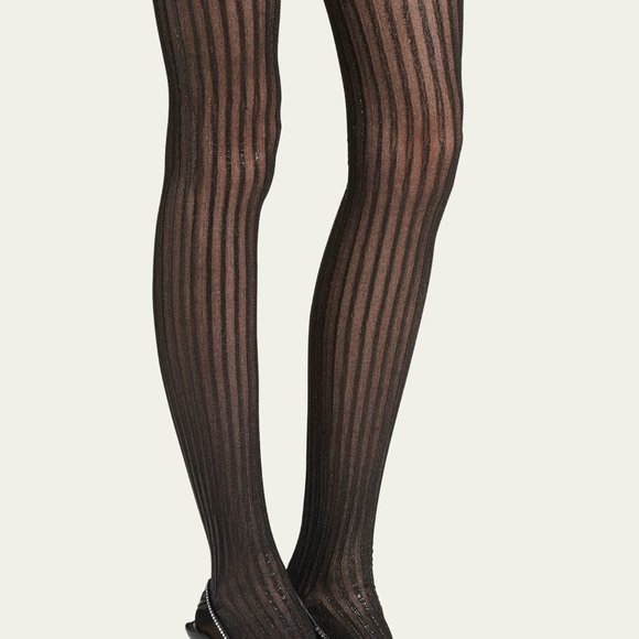 PRADA - Striped Metallic Tights - Picture 2 of 8